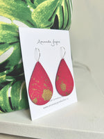 Hot Pink Stellar, Leather Drop Earrings