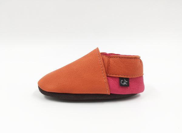 Orange/Pink Leather Baby Shoes