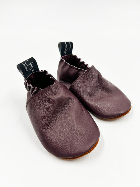 Leather Baby Shoes - Dark Plum