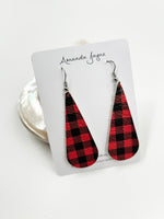 Flannel print, Leather Earrings