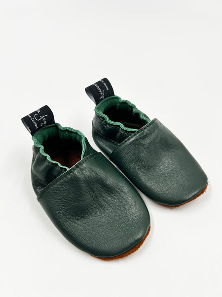 Leather Baby Shoes - Winter Green