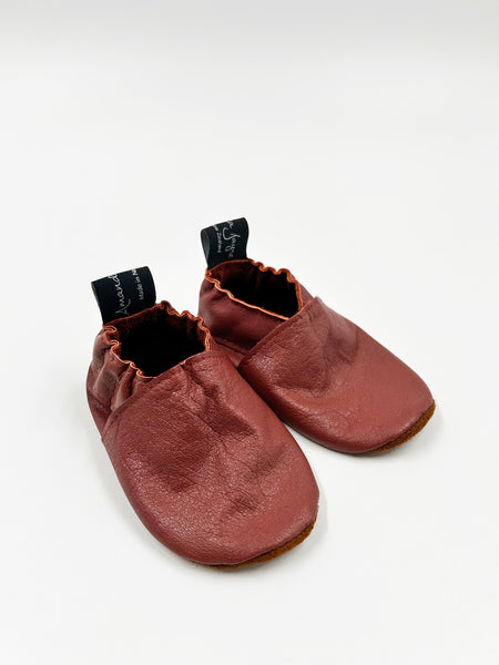 Leather Baby Shoes - Rust