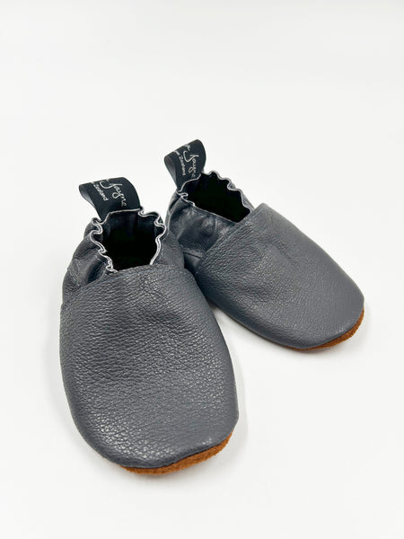Leather Baby Shoes - Steel