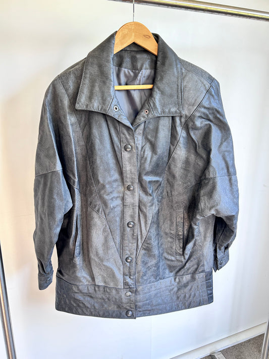 Vintage Leather Jacket , Grey, 36"