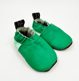 Leather Baby Shoes - Green with Mint