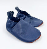 Navy Soft-Sole Leather Baby Shoes