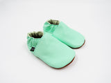 Mint Green Soft-Sole Leather Baby Shoes