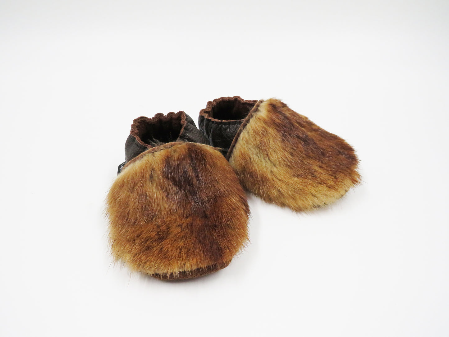 Vintage Leather & Fur Baby Shoes