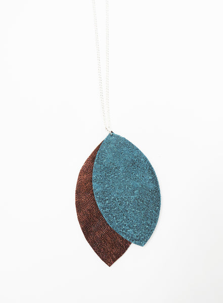 Teal Leather Necklace