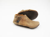 Distressed Tan Soft-Sole Leather Baby Shoes
