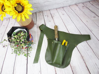 Leather Gardeners Tool Belt - Green