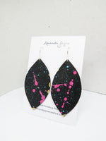 Luxe, Hand Painted Leaf Leather Earrings