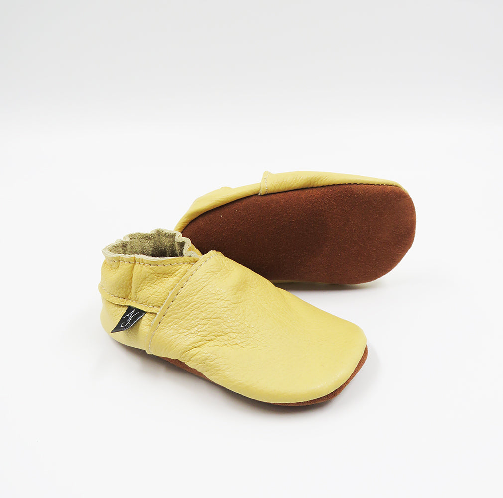 Yellow Soft-Sole Leather Baby Shoes