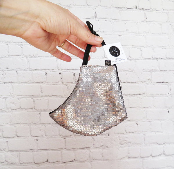 Face Mask, Silver Sequin